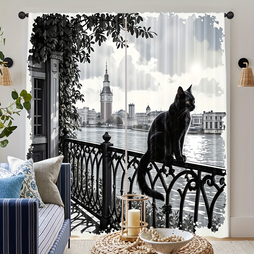 Home Textiles London - Tenda Gatto Nero, Drappeggio per Finestra
