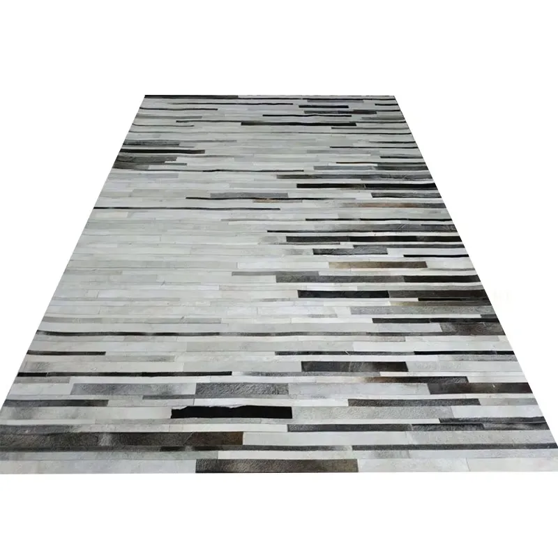 Home Textiles Importers In Usa - Tappeto in Pelle di Vacchetta Grigia